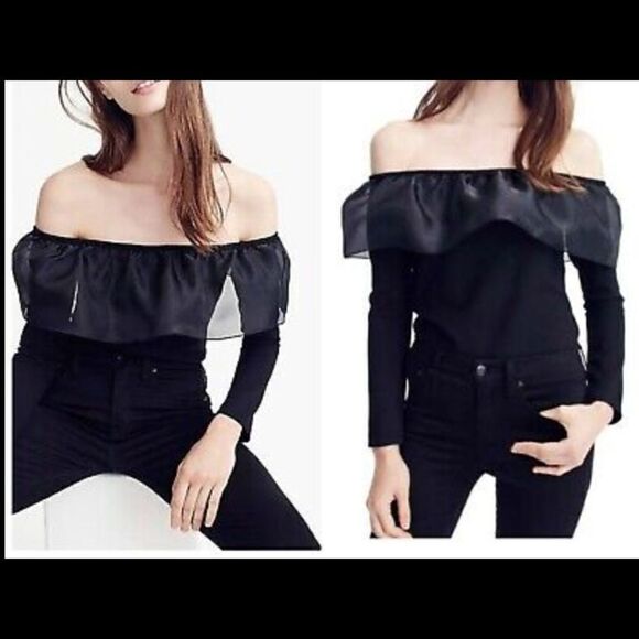 NWT J.Crew Organza Off Shoulder Ruffle Blouse - Picture 1 of 6
